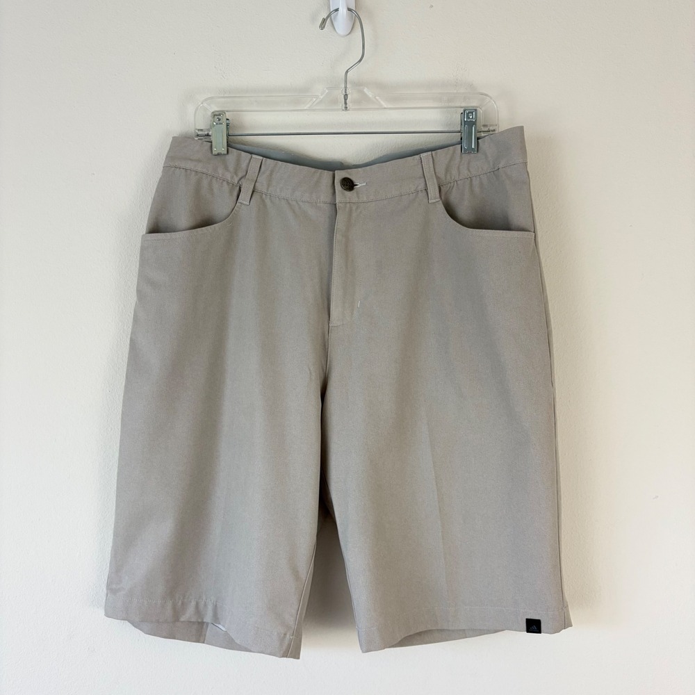 Adidas Golf Shorts Mens 34 Stone Gray Flat Front Performance Stretch Activewear